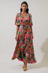 Lilia Tropical Abelia Hi-Low Maxi Wrap Dress